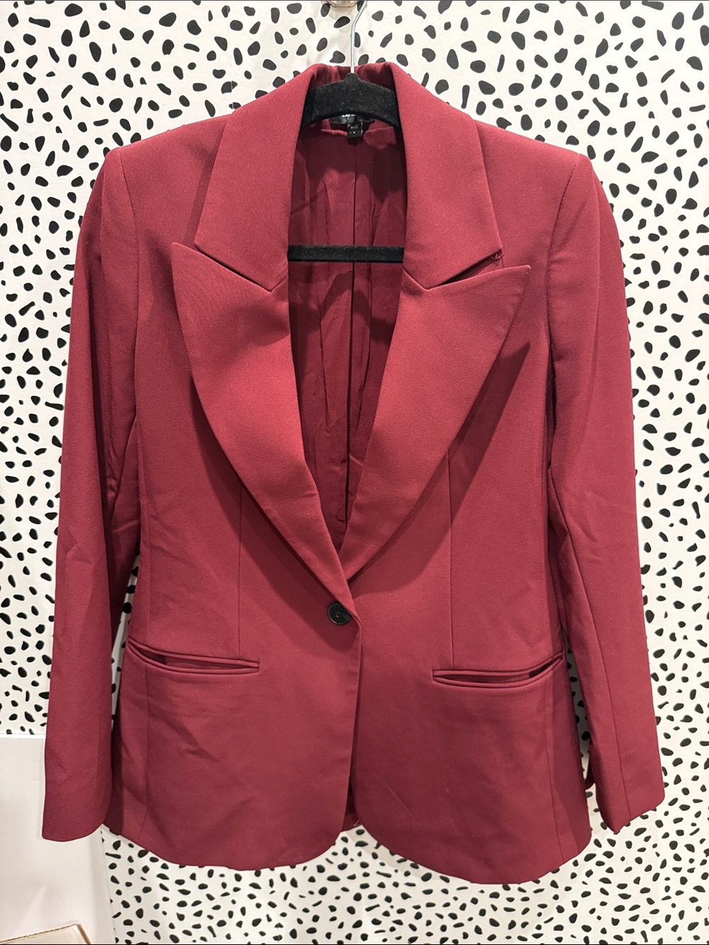 Women's Express Tailored Burgundy Maroon Blazer Jacket Fall S Fitted workwear